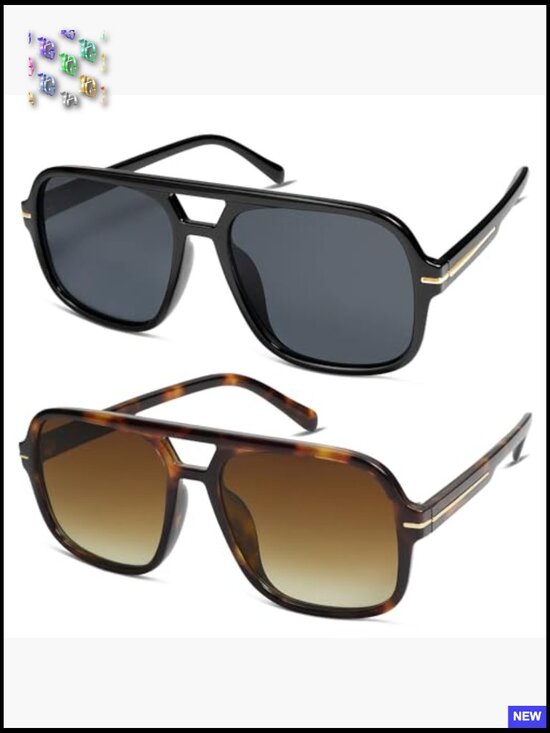 Retro Square Aviator Sunglasses Oversized 70s Classic Vintage Womens Unisex main image 5
